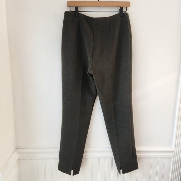 Brooks Brothers Wool Blend Trousers Pants Green Grey Flat Front Women's 4 - Picture 2 of 8
